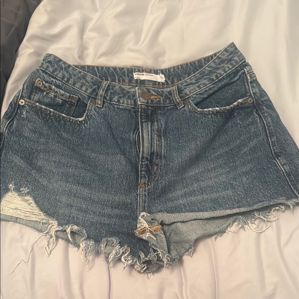 Garage Distressed Blue Jean Shorts